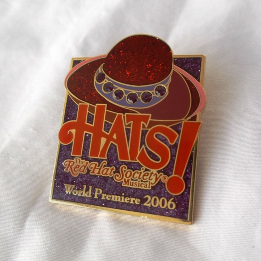VINTAGE Brooch Pin ~RED HAT SOCIETY~ The 2006 Musical ~ Purple Crystals